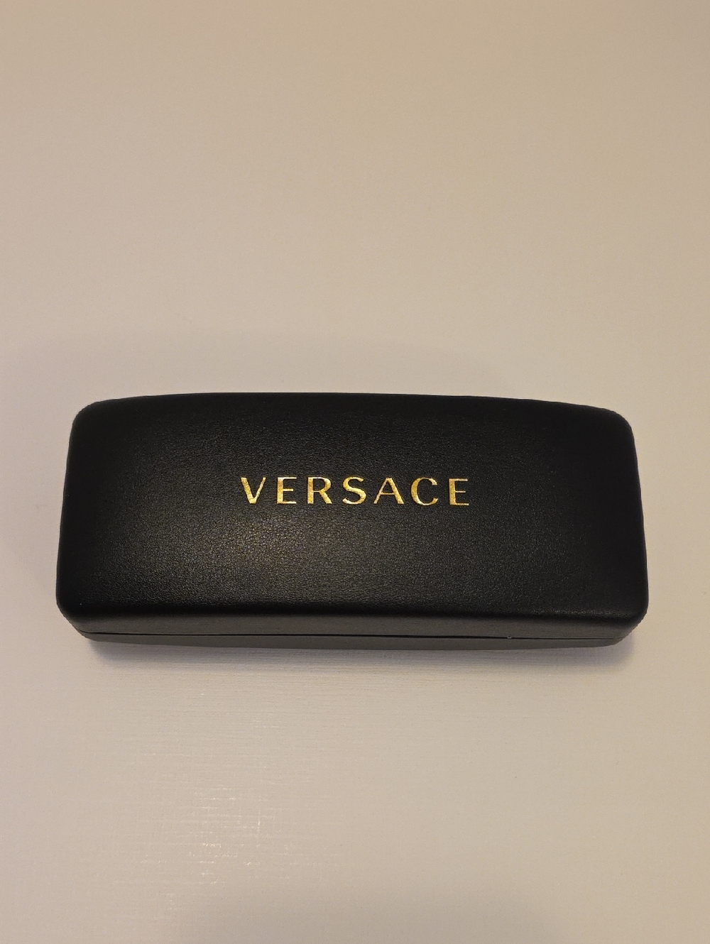 Authentic Black Versace Eyeglasses Sunglasses Hardshell Case Gold Script